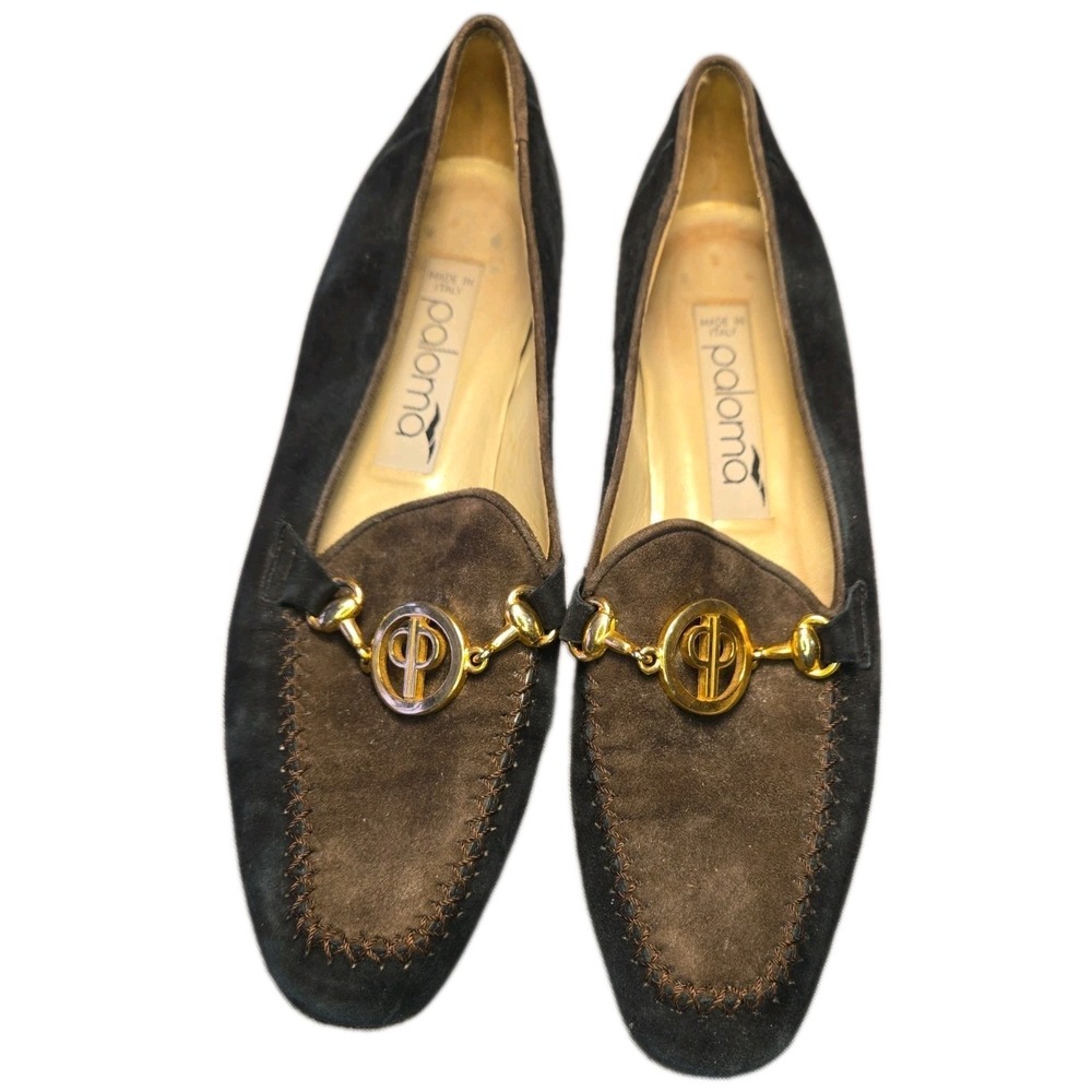 Vintage Paloma Italy Suede Horsebit Loafers - Women's Size 6 / 6.5 (9.5" Outsole
